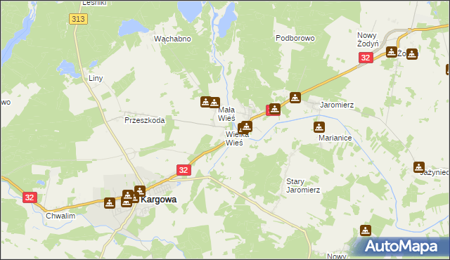 mapa Wielka Wieś gmina Siedlec, Wielka Wieś gmina Siedlec na mapie Targeo