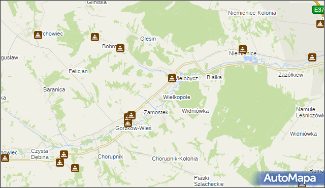 mapa Wielkopole gmina Gorzków, Wielkopole gmina Gorzków na mapie Targeo