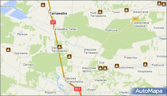 mapa Wieprzów Tarnawacki, Wieprzów Tarnawacki na mapie Targeo