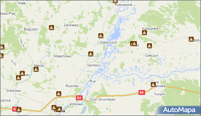 mapa Wierciszewo gmina Wizna, Wierciszewo gmina Wizna na mapie Targeo