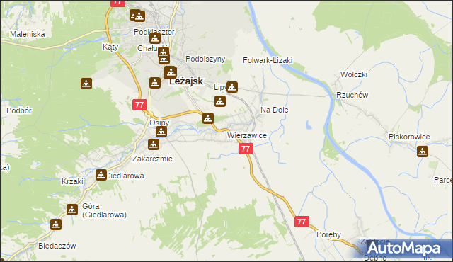 mapa Wierzawice, Wierzawice na mapie Targeo