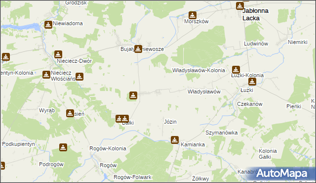 mapa Wierzbice-Guzy, Wierzbice-Guzy na mapie Targeo