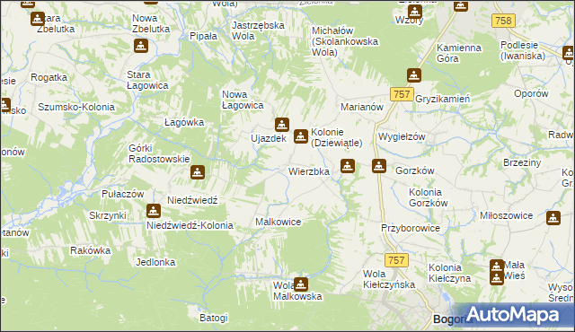 mapa Wierzbka, Wierzbka na mapie Targeo