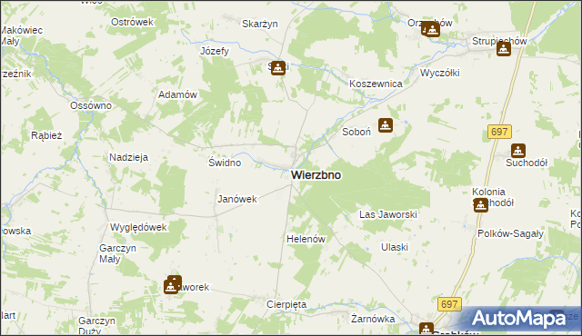 mapa Wierzbno powiat węgrowski, Wierzbno powiat węgrowski na mapie Targeo