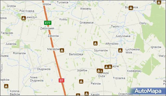 mapa Wierzchowina gmina Jasieniec, Wierzchowina gmina Jasieniec na mapie Targeo