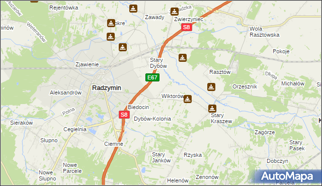 mapa Wiktorów gmina Radzymin, Wiktorów gmina Radzymin na mapie Targeo