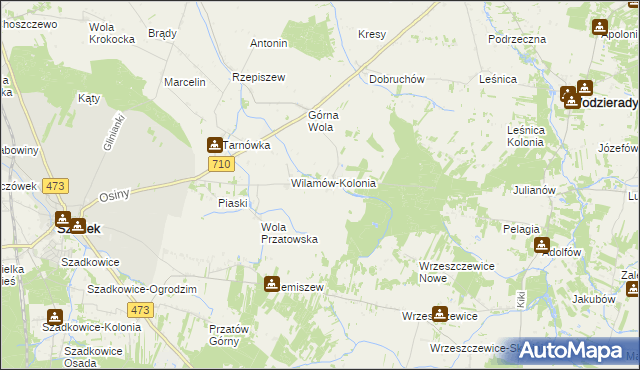 mapa Wilamów gmina Szadek, Wilamów gmina Szadek na mapie Targeo