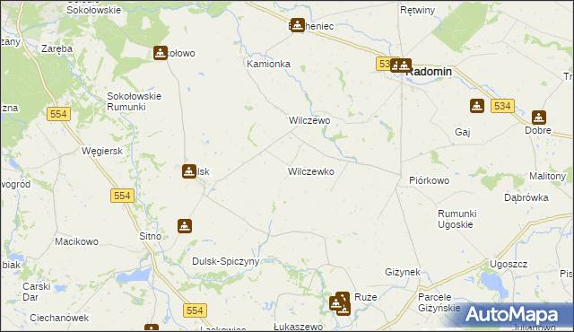 mapa Wilczewko, Wilczewko na mapie Targeo