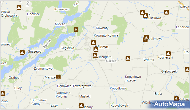mapa Wilczogóra gmina Wilczyn, Wilczogóra gmina Wilczyn na mapie Targeo