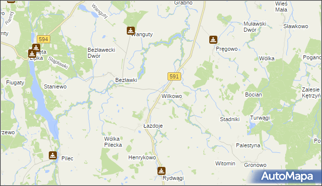 mapa Wilkowo gmina Kętrzyn, Wilkowo gmina Kętrzyn na mapie Targeo