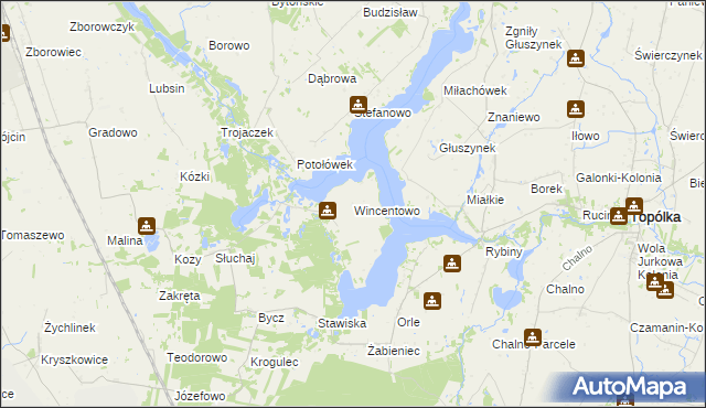 mapa Wincentowo gmina Piotrków Kujawski, Wincentowo gmina Piotrków Kujawski na mapie Targeo