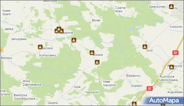 mapa Wioska gmina Rakoniewice, Wioska gmina Rakoniewice na mapie Targeo