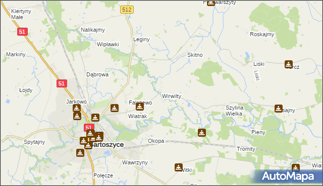 mapa Wirwilty, Wirwilty na mapie Targeo
