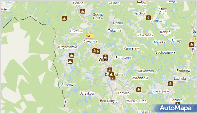 mapa Wisła, Wisła na mapie Targeo