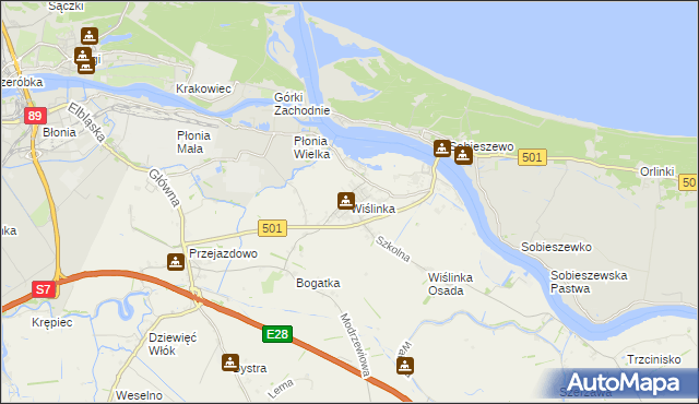 mapa Wiślinka, Wiślinka na mapie Targeo