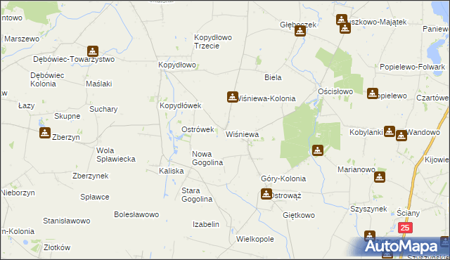 mapa Wiśniewa gmina Wilczyn, Wiśniewa gmina Wilczyn na mapie Targeo