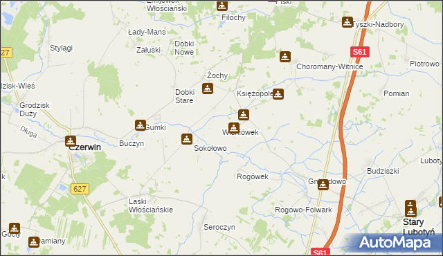 mapa Wiśniówek gmina Czerwin, Wiśniówek gmina Czerwin na mapie Targeo