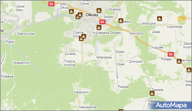 mapa Witeradów, Witeradów na mapie Targeo