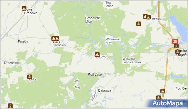 mapa Witkowo gmina Kamień Krajeński, Witkowo gmina Kamień Krajeński na mapie Targeo