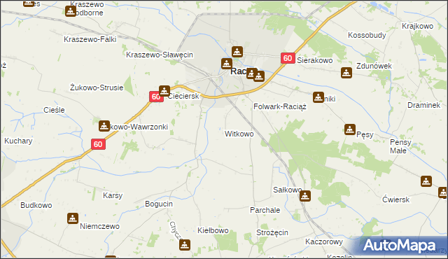 mapa Witkowo gmina Raciąż, Witkowo gmina Raciąż na mapie Targeo