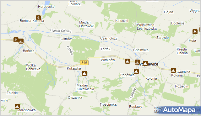 mapa Witoldów gmina Wojsławice, Witoldów gmina Wojsławice na mapie Targeo