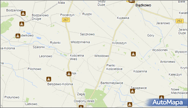 mapa Witoldowo gmina Osięciny, Witoldowo gmina Osięciny na mapie Targeo