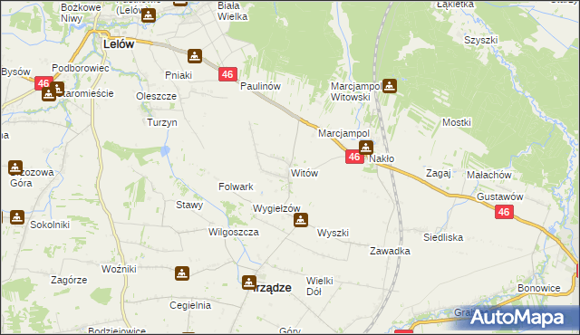 mapa Witów gmina Irządze, Witów gmina Irządze na mapie Targeo