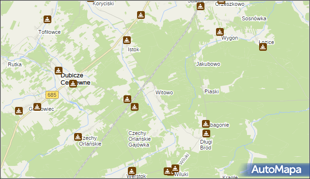 mapa Witowo gmina Dubicze Cerkiewne, Witowo gmina Dubicze Cerkiewne na mapie Targeo