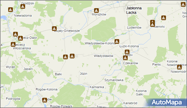mapa Władysławów gmina Jabłonna Lacka, Władysławów gmina Jabłonna Lacka na mapie Targeo