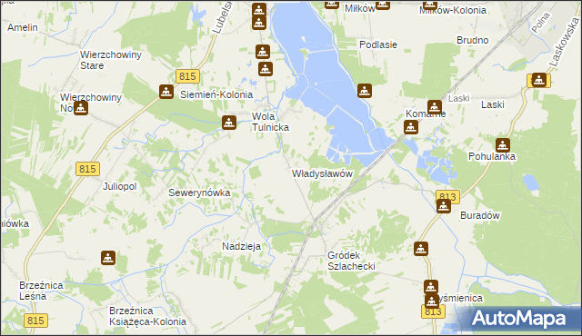 mapa Władysławów gmina Siemień, Władysławów gmina Siemień na mapie Targeo