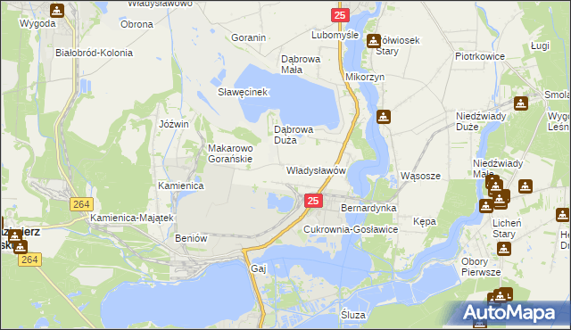 mapa Władysławów gmina Ślesin, Władysławów gmina Ślesin na mapie Targeo