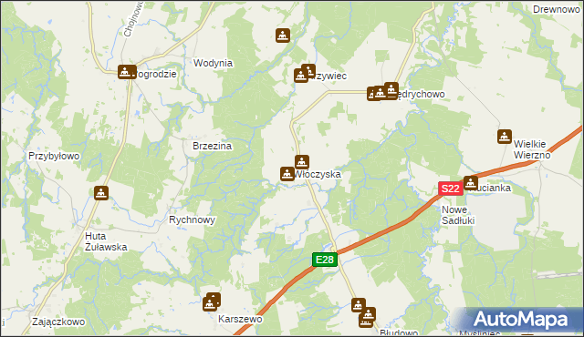mapa Włóczyska, Włóczyska na mapie Targeo