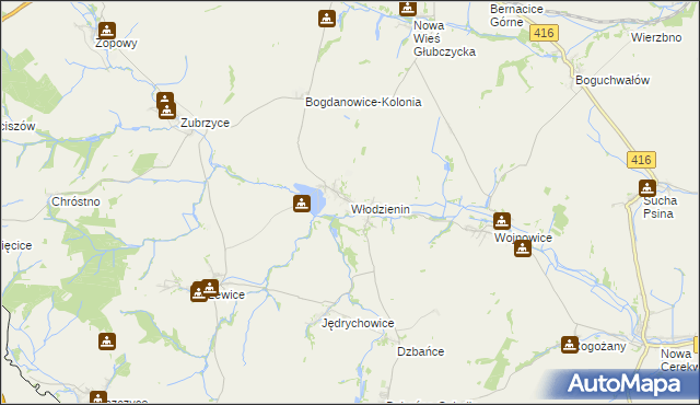 mapa Włodzienin, Włodzienin na mapie Targeo