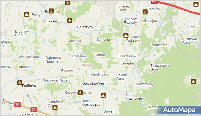 mapa Włodzimierzów gmina Dalików, Włodzimierzów gmina Dalików na mapie Targeo