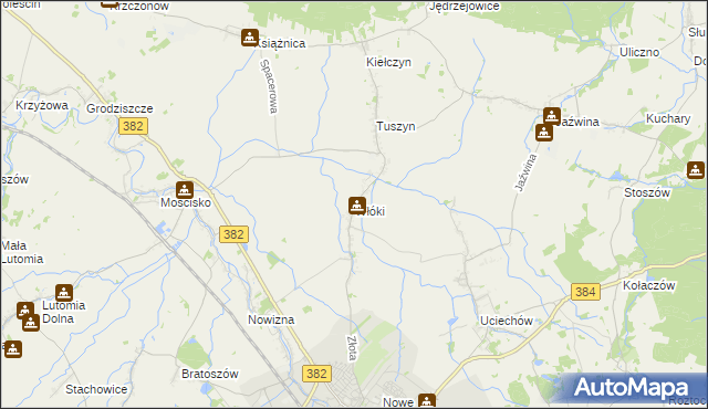 mapa Włóki gmina Dzierżoniów, Włóki gmina Dzierżoniów na mapie Targeo