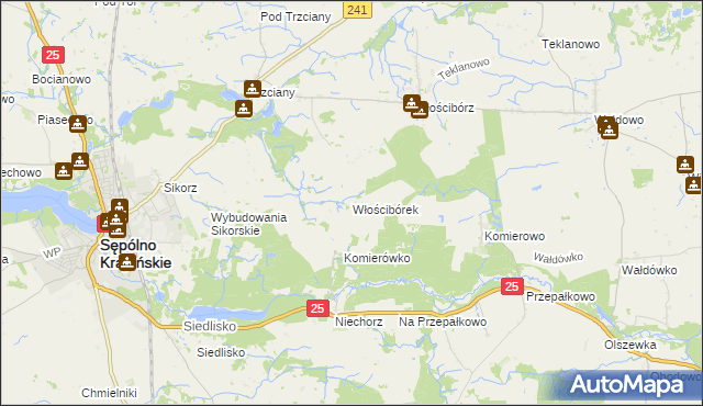 mapa Włościbórek, Włościbórek na mapie Targeo