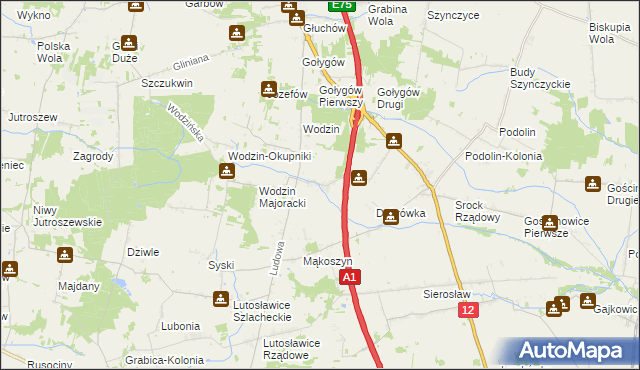 mapa Wodzinek gmina Tuszyn, Wodzinek gmina Tuszyn na mapie Targeo