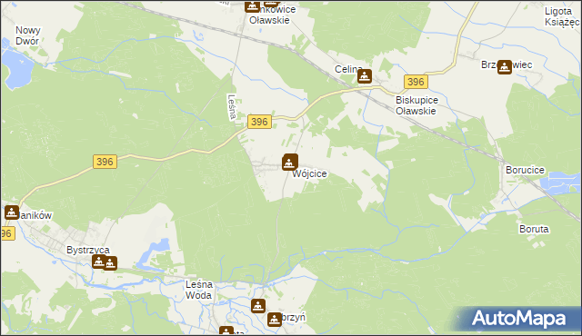 mapa Wójcice gmina Jelcz-Laskowice, Wójcice gmina Jelcz-Laskowice na mapie Targeo