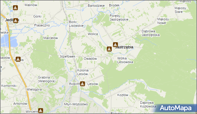 mapa Wojciechów gmina Jastrzębia, Wojciechów gmina Jastrzębia na mapie Targeo