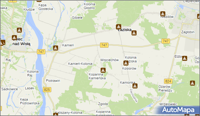 mapa Wojciechów gmina Łaziska, Wojciechów gmina Łaziska na mapie Targeo