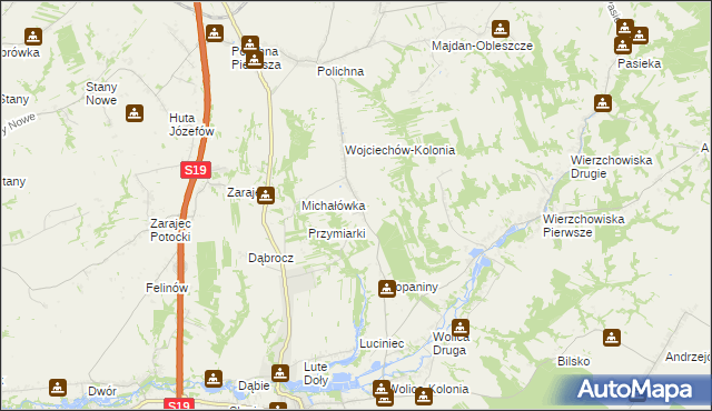 mapa Wojciechów gmina Szastarka, Wojciechów gmina Szastarka na mapie Targeo
