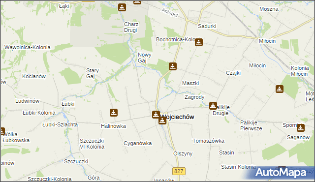 mapa Wojciechów-Kolonia Piąta, Wojciechów-Kolonia Piąta na mapie Targeo