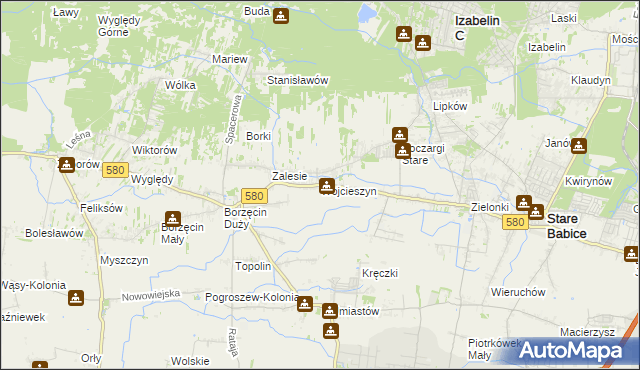 mapa Wojcieszyn gmina Stare Babice, Wojcieszyn gmina Stare Babice na mapie Targeo