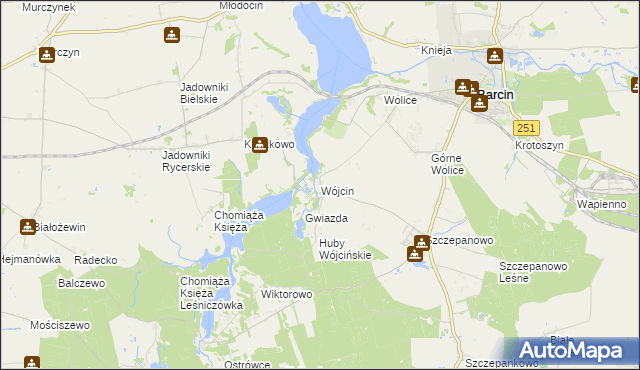 mapa Wójcin gmina Żnin, Wójcin gmina Żnin na mapie Targeo