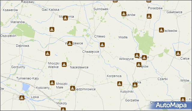 mapa Wójcinek gmina Goszczanów, Wójcinek gmina Goszczanów na mapie Targeo
