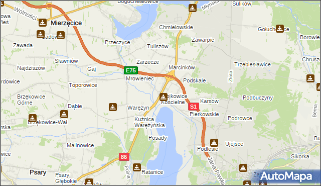 mapa Wojkowice Kościelne, Wojkowice Kościelne na mapie Targeo