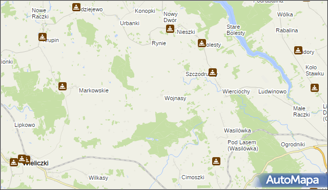 mapa Wojnasy gmina Wieliczki, Wojnasy gmina Wieliczki na mapie Targeo