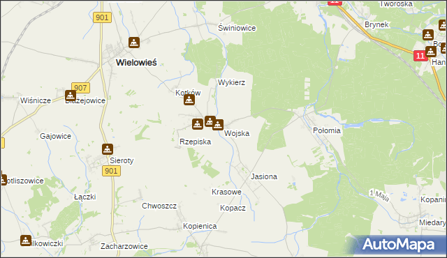 mapa Wojska, Wojska na mapie Targeo