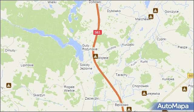 mapa Wojtele, Wojtele na mapie Targeo