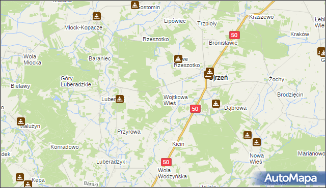 mapa Wojtkowa Wieś, Wojtkowa Wieś na mapie Targeo